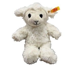 Steiff plush Baby lamb with white fur plush Stuffed Animal Ear Tag Cute!